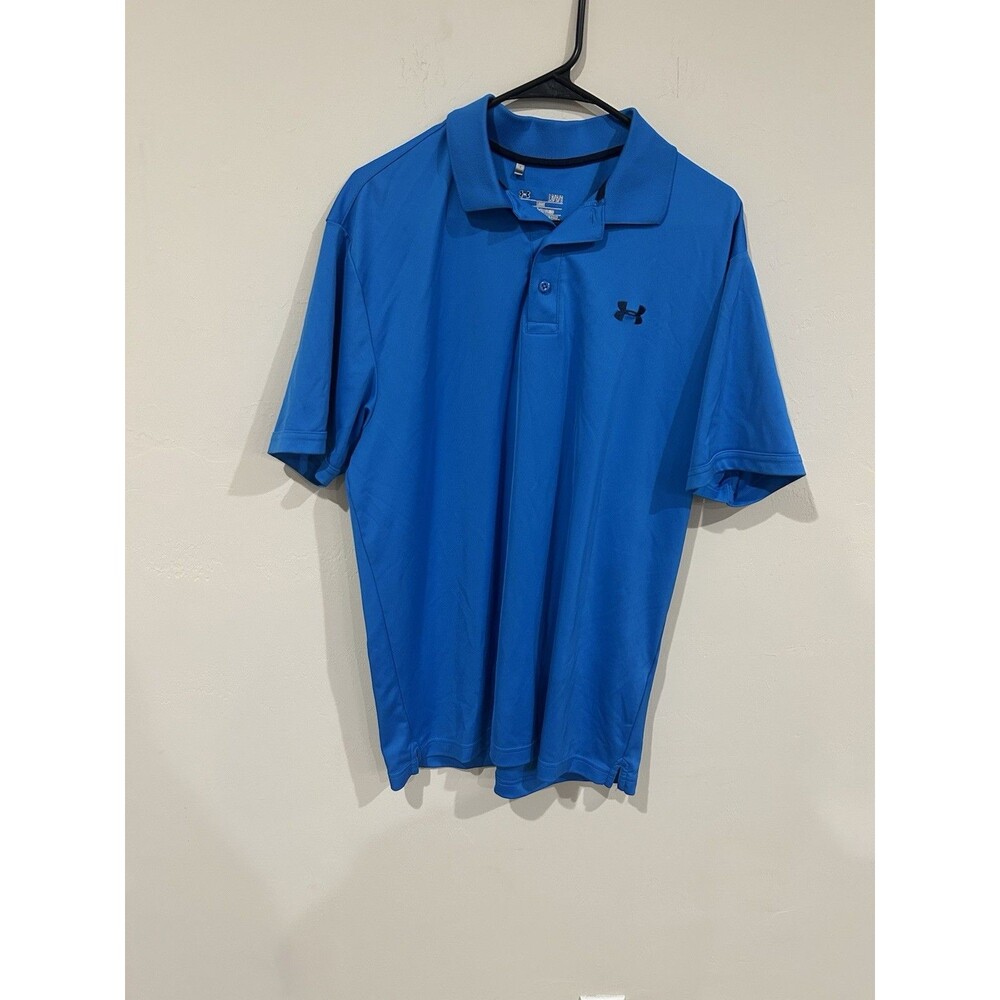 Under Armour Heat Gear Loose Polo Shirt Men's Large Blue Solid